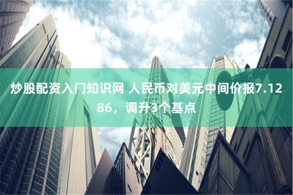 炒股配资入门知识网 人民币对美元中间价报7.1286，调升3个基点