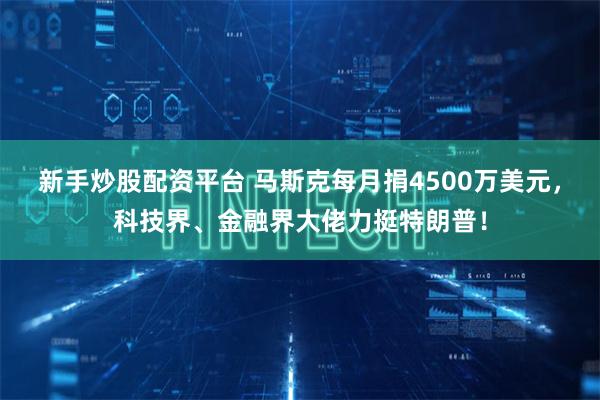 新手炒股配资平台 马斯克每月捐4500万美元，科技界、金融界大佬力挺特朗普！