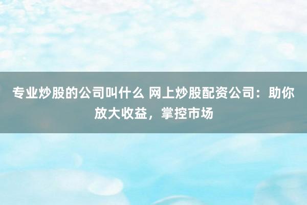 专业炒股的公司叫什么 网上炒股配资公司：助你放大收益，掌控市场